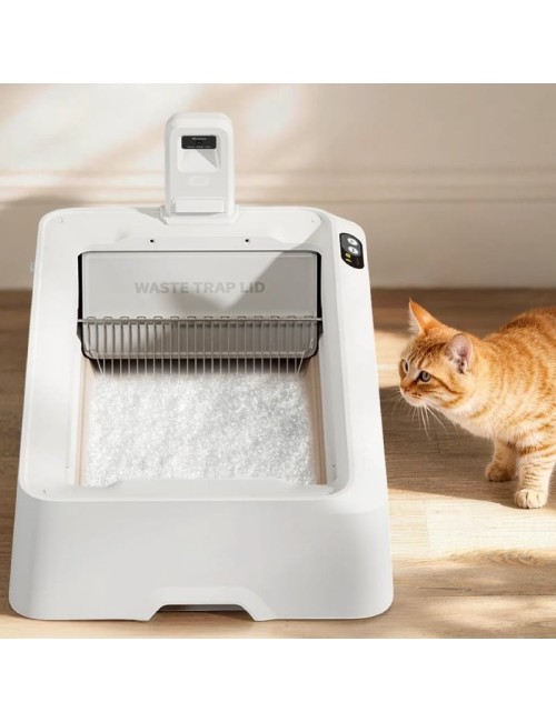 Arenero para Gatos Autolimpiable PetKit PuroBot Crystal Duo con Cámara/ Control desde APP/ Blanco