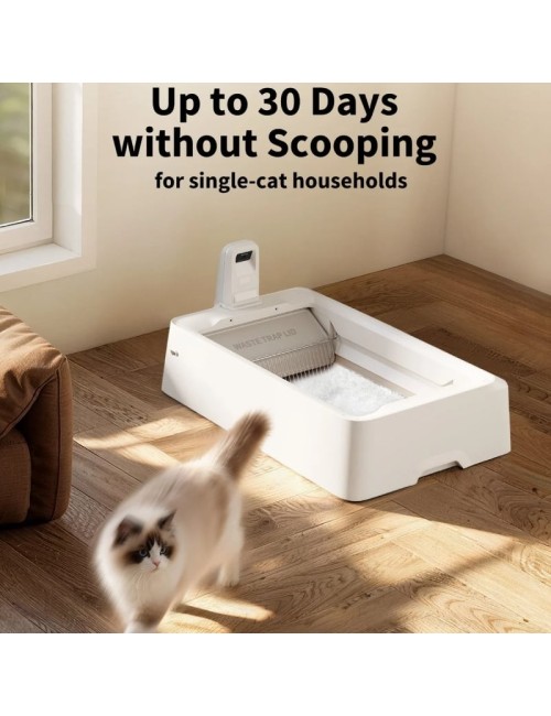 Arenero para Gatos Autolimpiable PetKit PuroBot Crystal Duo con Cámara/ Control desde APP/ Blanco