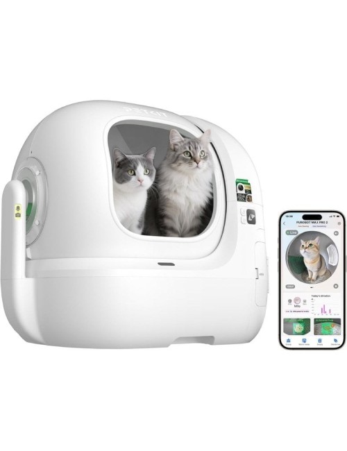 Arenero para Gatos Autolimpiable PetKit PuroBot Max Pro 2/ 76L/ Control desde APP/ Blanco