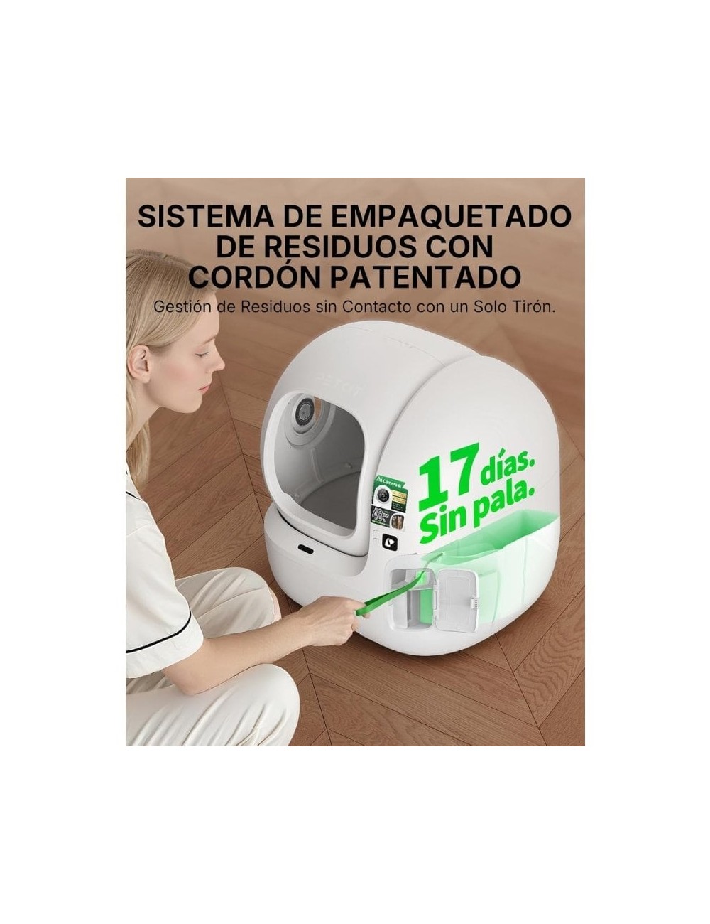 Arenero para Gatos Autolimpiable PetKit PuroBot Max Pro 2/ 76L/ Control desde APP/ Blanco