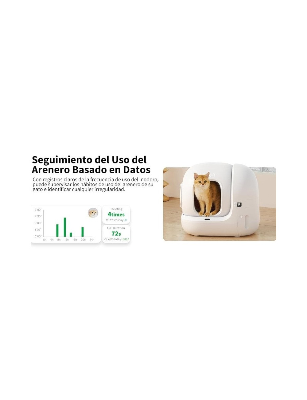 Arenero para Gatos Autolimpiable PetKit PURA MAX 2/ 76L/ Control desde APP/ Blanco Mate