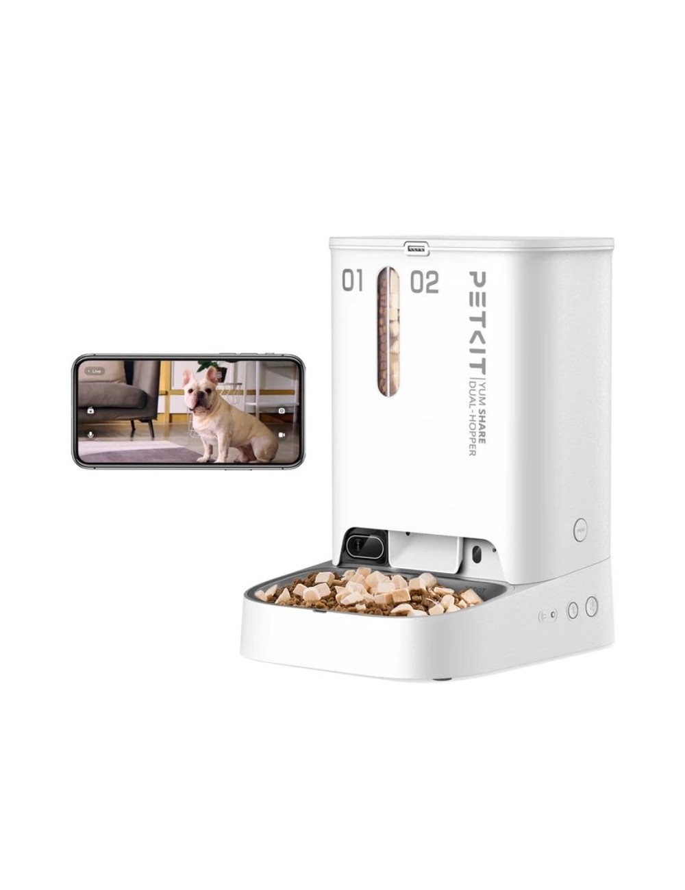 Comedero de mascotas Inteligente PetKit YumShare Dual-Hopper/ Cámara HD/ con Micrófono