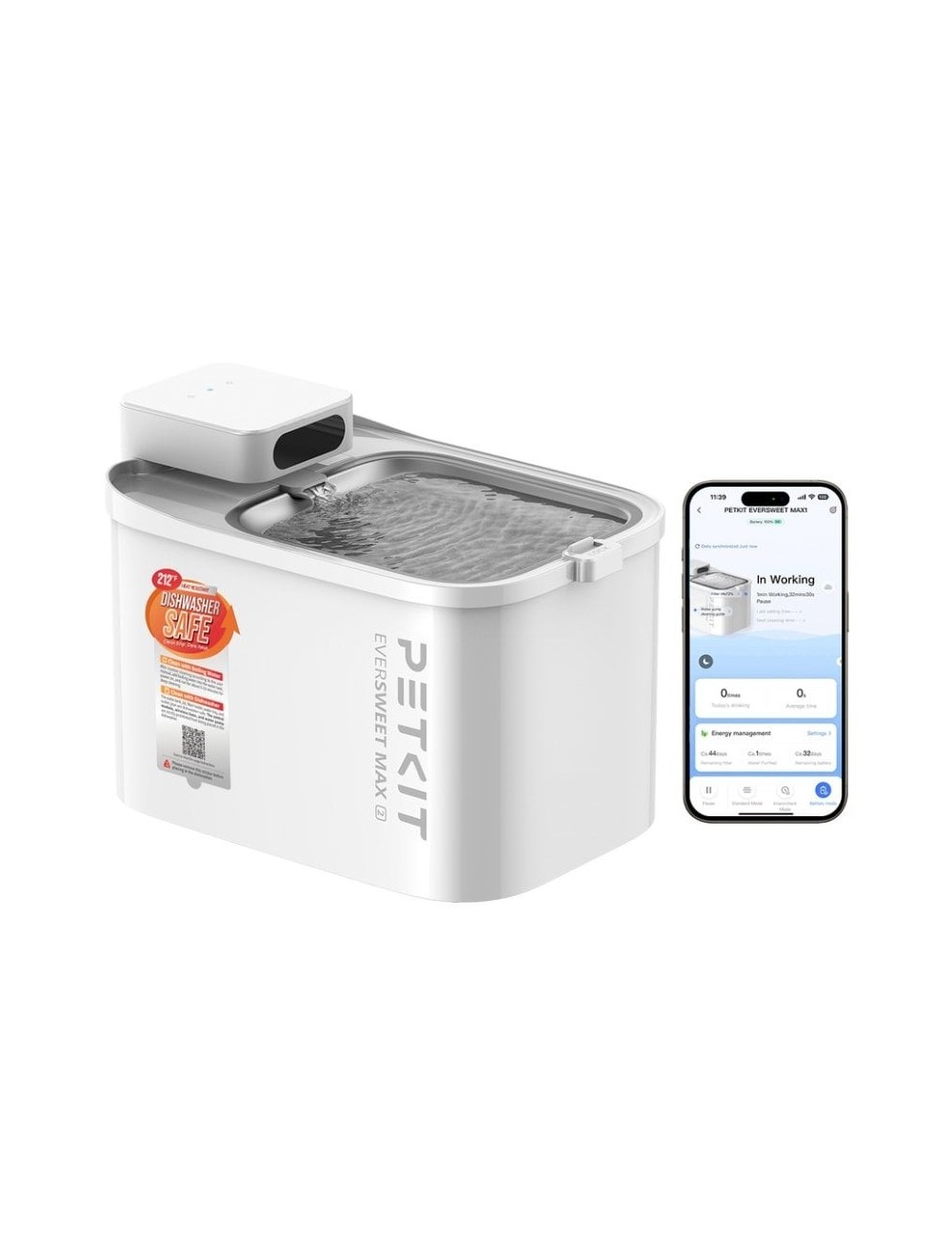 Fuente Inteligente para Mascotas PetKit EverSweet Max 2 UVC/ 3L/ Control desde APP