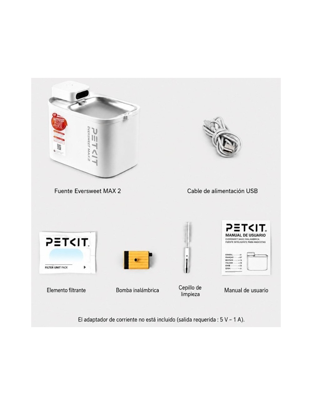 Fuente Inteligente para Mascotas PetKit EverSweet Max 2 UVC/ 3L/ Control desde APP