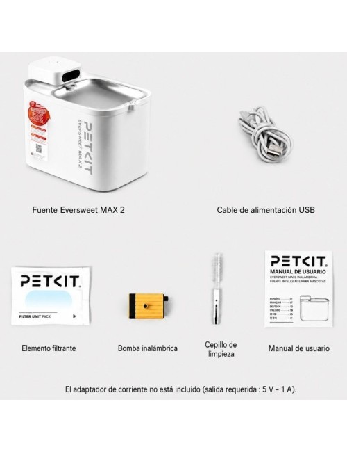 Fuente Inteligente para Mascotas PetKit EverSweet Max 2 UVC/ 3L/ Control desde APP