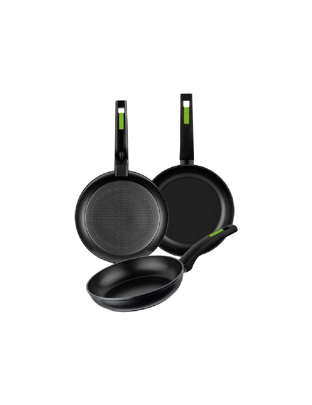 Pack 3 Sartenes Monix Green M481241/ Ø18cm/ Ø22cm/ Ø26cm/ Aluminio forjado