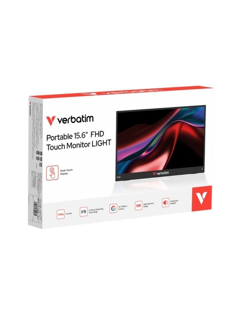 Monitor Portátil Táctil Verbatim Touch Light 15.6'/ Full HD/ Multimedia/ Negro