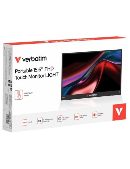 Monitor Portátil Táctil Verbatim Touch Light 15.6'/ Full HD/ Multimedia/ Negro