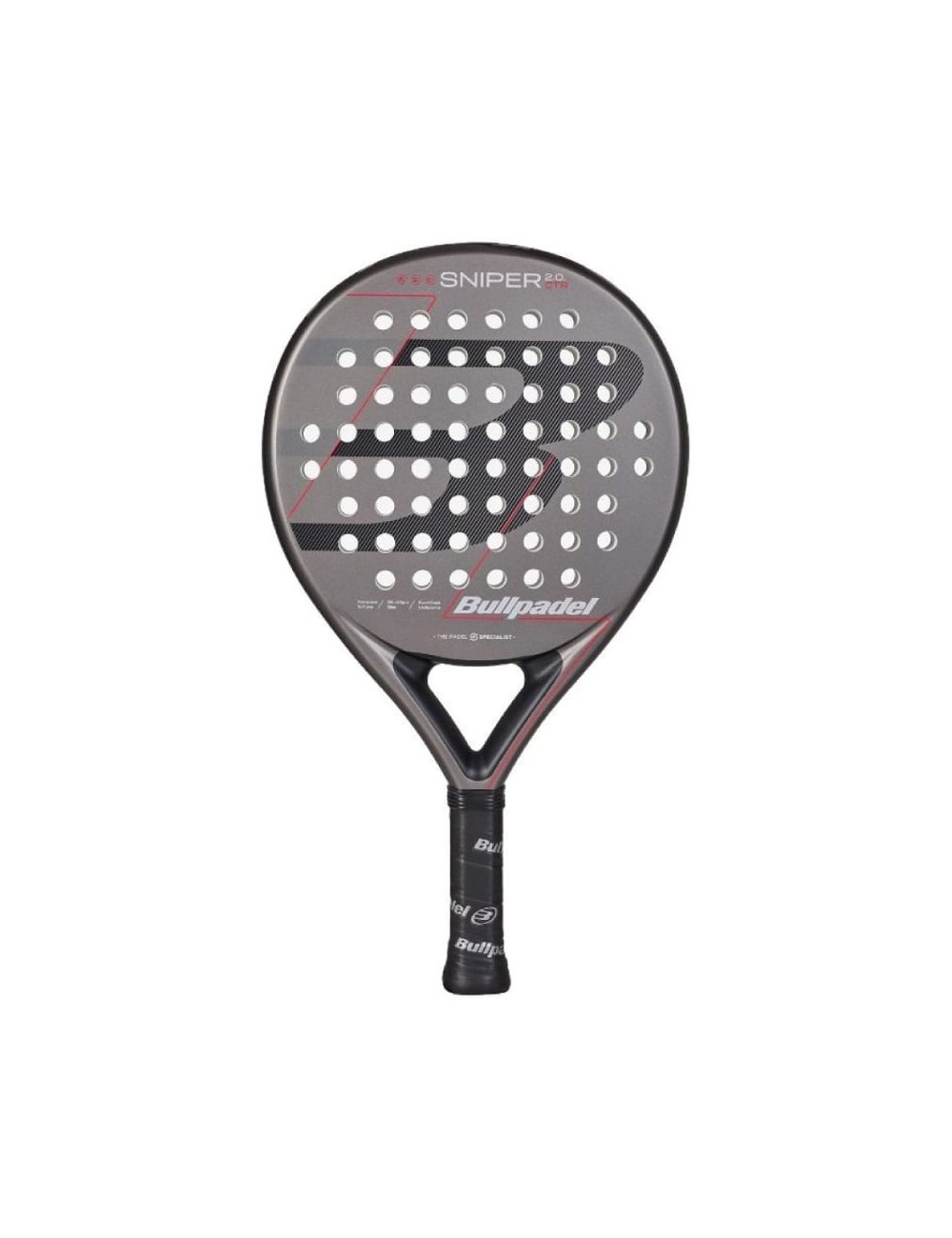 Pala de Pádel Bullpadel Sniper 2.0 Control 2026/ Gris y Roja