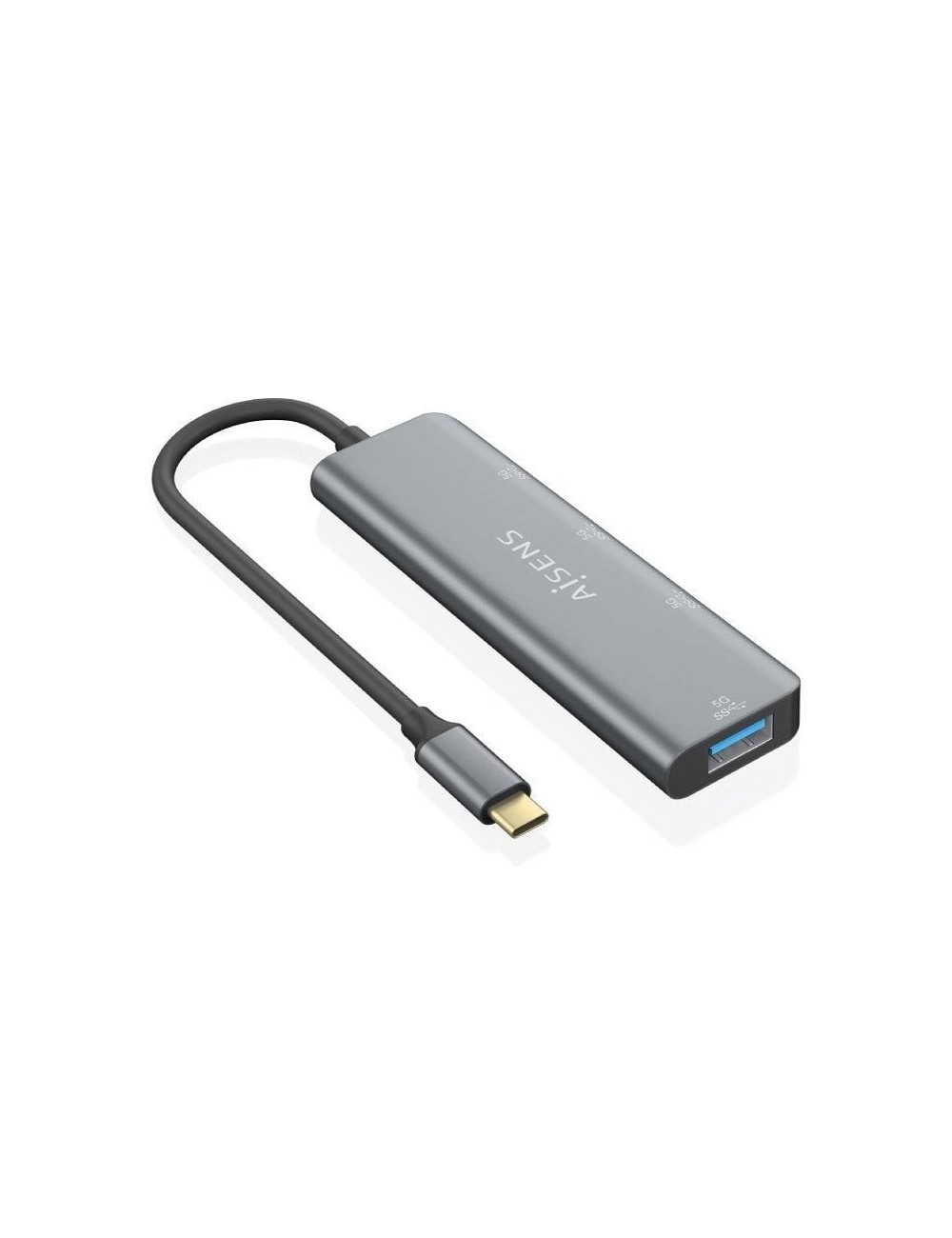 Hub USB Tipo-C Aisens A109-0762/ 3xUSB/ 1xUSB Tipo-C/ Gris