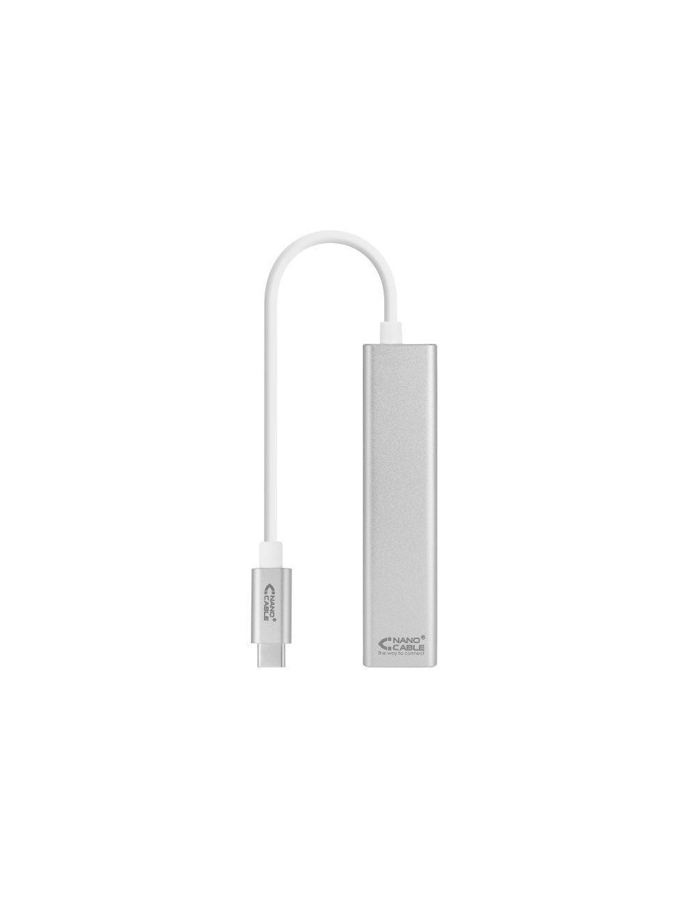 Hub USB Tipo-C Nanocable 10.03.0404/ 3xUSB/ 1xRJ45/ Gris