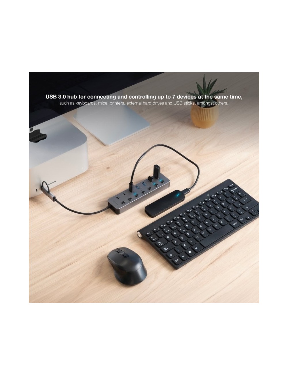 Hub USB + USB Tipo-C Nanocable 10.16.4510/ 4xUSB/ 3xUSB Tipo-C/ 1xUSB Tipo-C PD/ Gris