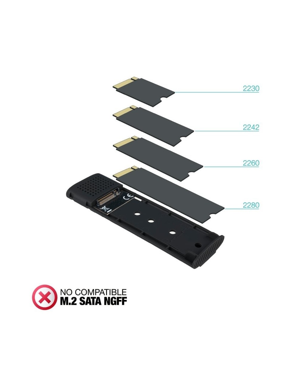 Caja Externa para Disco SSD M.2 NVMe TooQ TQE-2230B/ USB 3.1