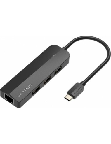 Hub USB Tipo-C Vention TGOBB/ 3xUSB/ 1xRJ45/ 1x Micro B PD