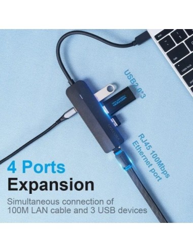 Hub USB Tipo-C Vention TGOBB/ 3xUSB/ 1xRJ45/ 1x Micro B PD
