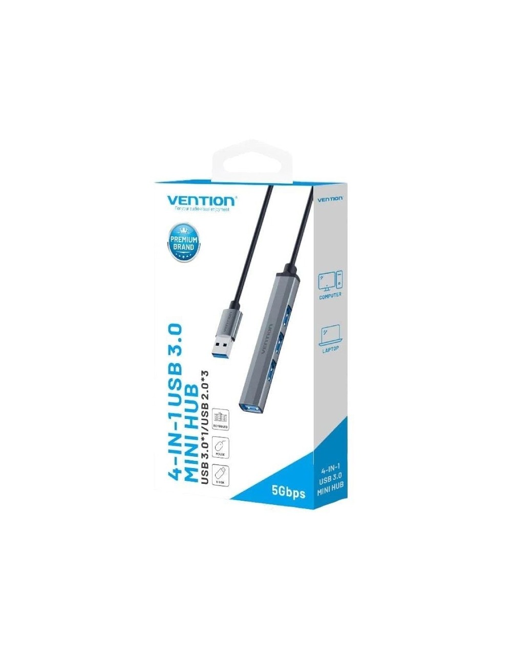 Hub USB 3.0 Vention CKOHB/ 4xUSB/ Gris