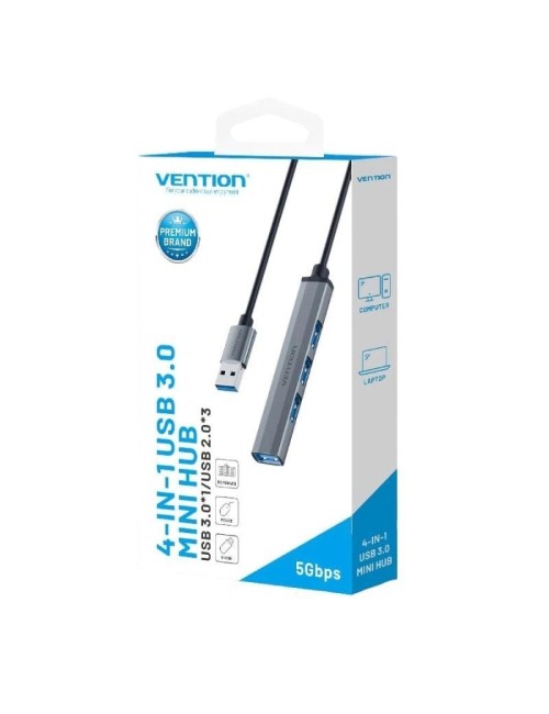 Hub USB 3.0 Vention CKOHB/ 4xUSB/ Gris