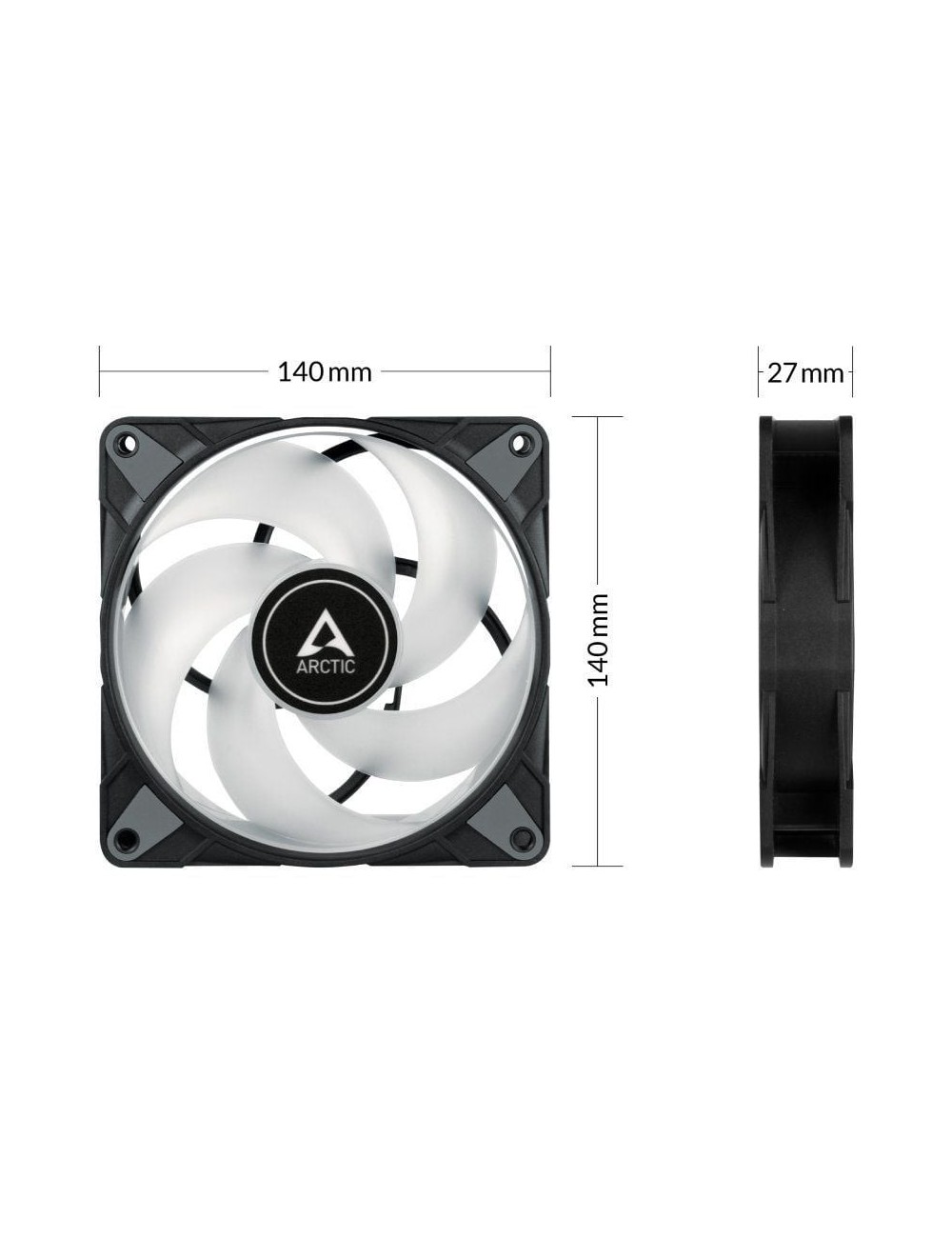 Ventilador Arctic P14 PWM PST A-RGB/ 14cm/ Negro