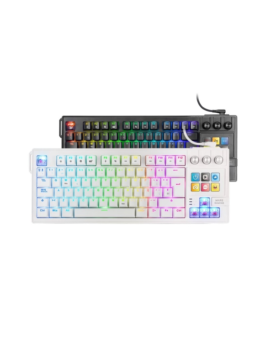 Teclado Gaming Mecánico Mars Gaming MK-MASTER/ Switch Rojo/ Blanco/ Incluye SmartDeck