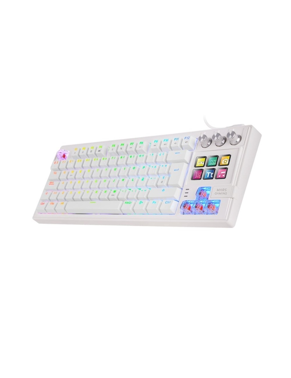 Teclado Gaming Mecánico Mars Gaming MK-MASTER/ Switch Rojo/ Blanco/ Incluye SmartDeck