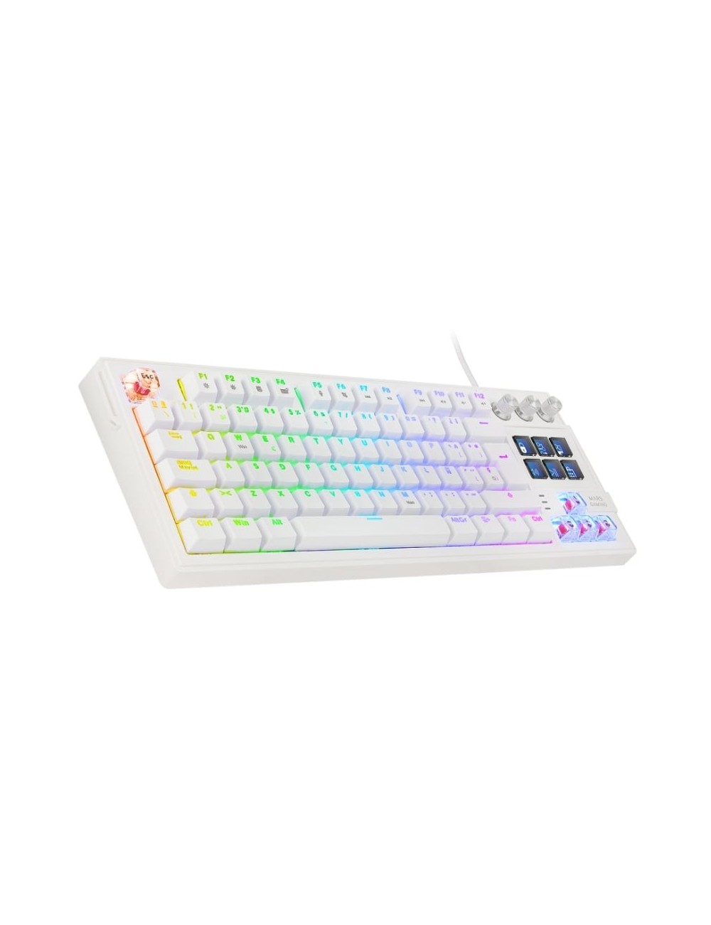 Teclado Gaming Mecánico Mars Gaming MK-MASTER/ Switch Rojo/ Blanco/ Incluye SmartDeck