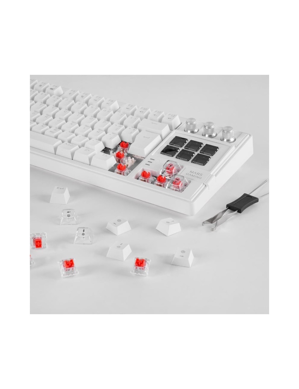 Teclado Gaming Mecánico Mars Gaming MK-MASTER/ Switch Rojo/ Blanco/ Incluye SmartDeck