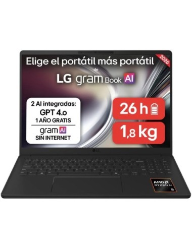 Portátil LG Gram 16UD55U-G.AX85BN Ryzen AI 7 445/ 32GB/ 512GB SSD/ 16'/ Sin Sistema Operativo