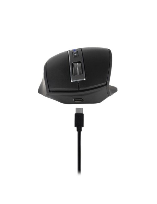 Ratón Ergonómico Inalámbrico NGS BLUR-RB/ Batería recargable/ Hasta 3200 DPI/ Negro
