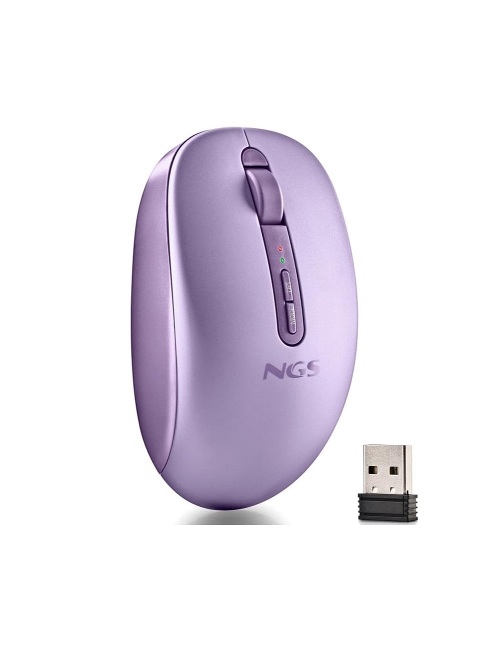 Ratón Ergonómico Inalámbrico NGS Fog Dual FOGDUALPURPLE Silencioso/ Hasta 1600 DPI/ Púrpura