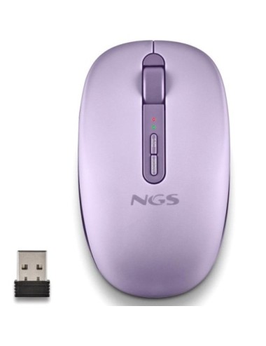 Ratón Ergonómico Inalámbrico NGS Fog Dual FOGDUALPURPLE Silencioso/ Hasta 1600 DPI/ Púrpura