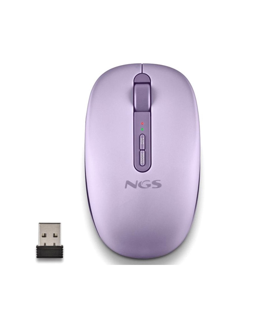 Ratón Ergonómico Inalámbrico NGS Fog Dual FOGDUALPURPLE Silencioso/ Hasta 1600 DPI/ Púrpura