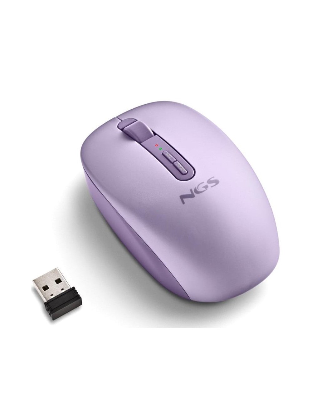 Ratón Ergonómico Inalámbrico NGS Fog Dual FOGDUALPURPLE Silencioso/ Hasta 1600 DPI/ Púrpura