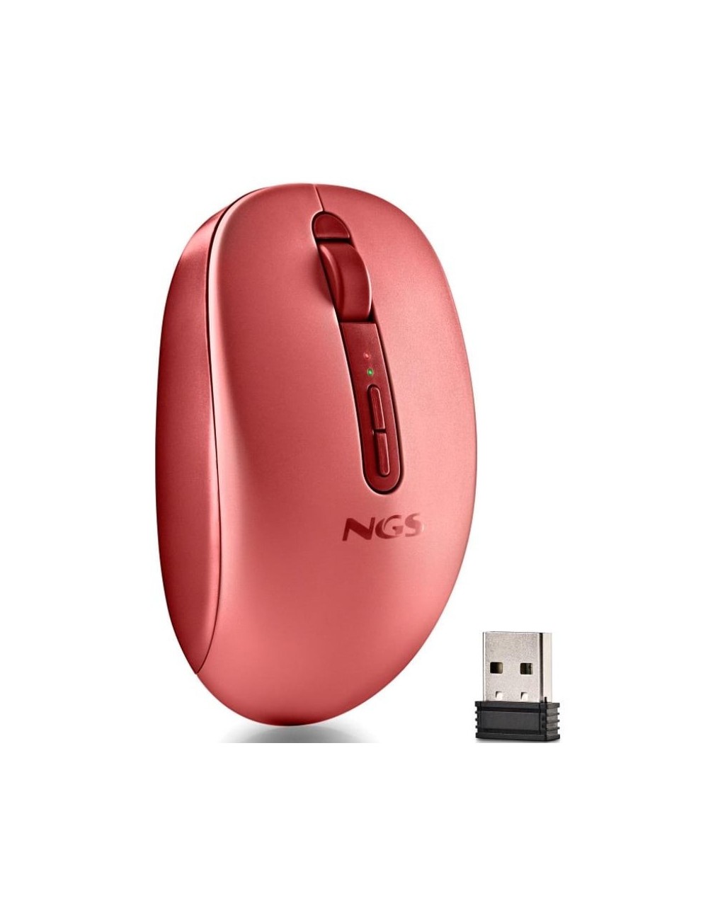 Ratón Ergonómico Inalámbrico NGS Fog Dual FOGDUALRED Silencioso/ Hasta 1600 DPI/ Rojo