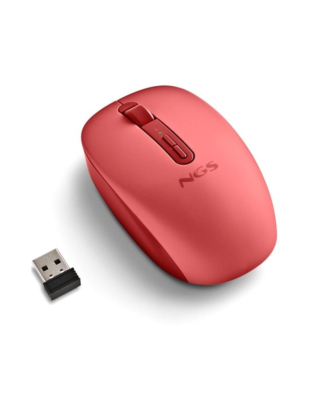 Ratón Ergonómico Inalámbrico NGS Fog Dual FOGDUALRED Silencioso/ Hasta 1600 DPI/ Rojo