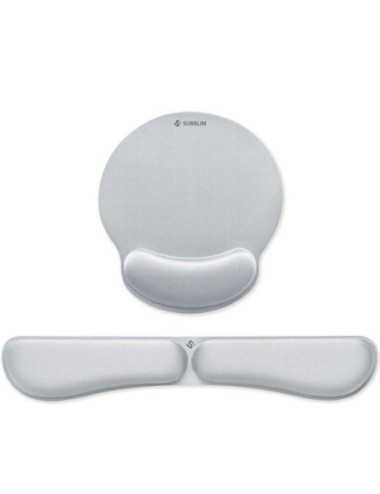 Pack de Reposamuñecas y Alfombrilla Ergonómica Subblim Ergo MemoryFlex/ Plateadas