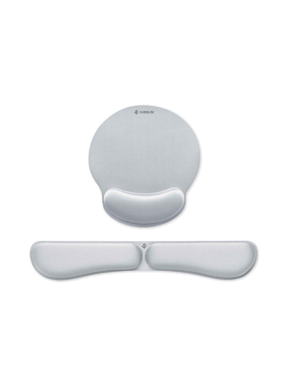 Pack de Reposamuñecas y Alfombrilla Ergonómica Subblim Ergo MemoryFlex/ Plateadas