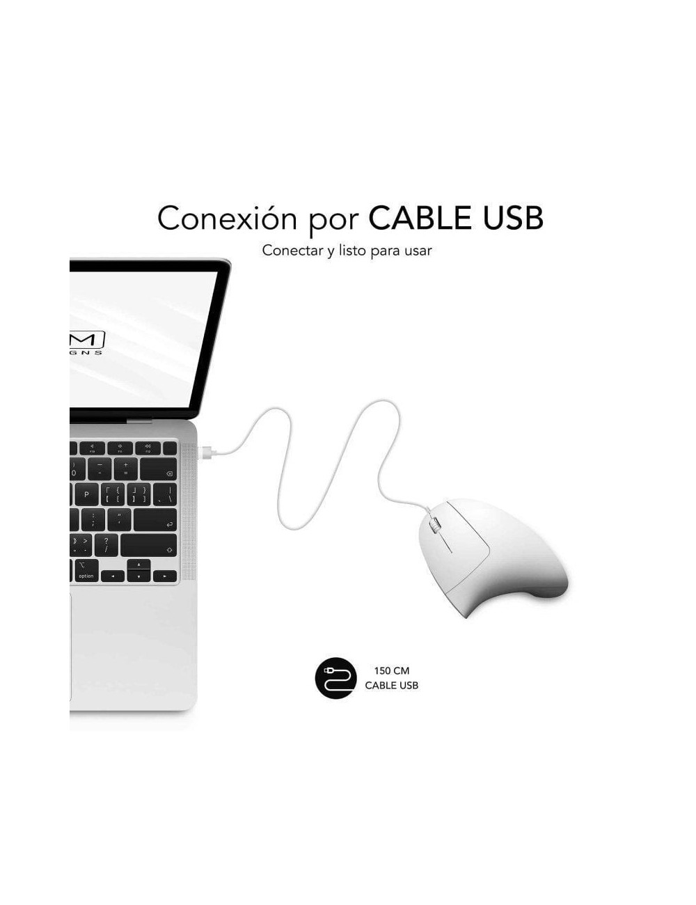 Ratón Vertical Subblim Glide Vertical Ergo Wired/ Hasta 1600 DPI/ Blanco