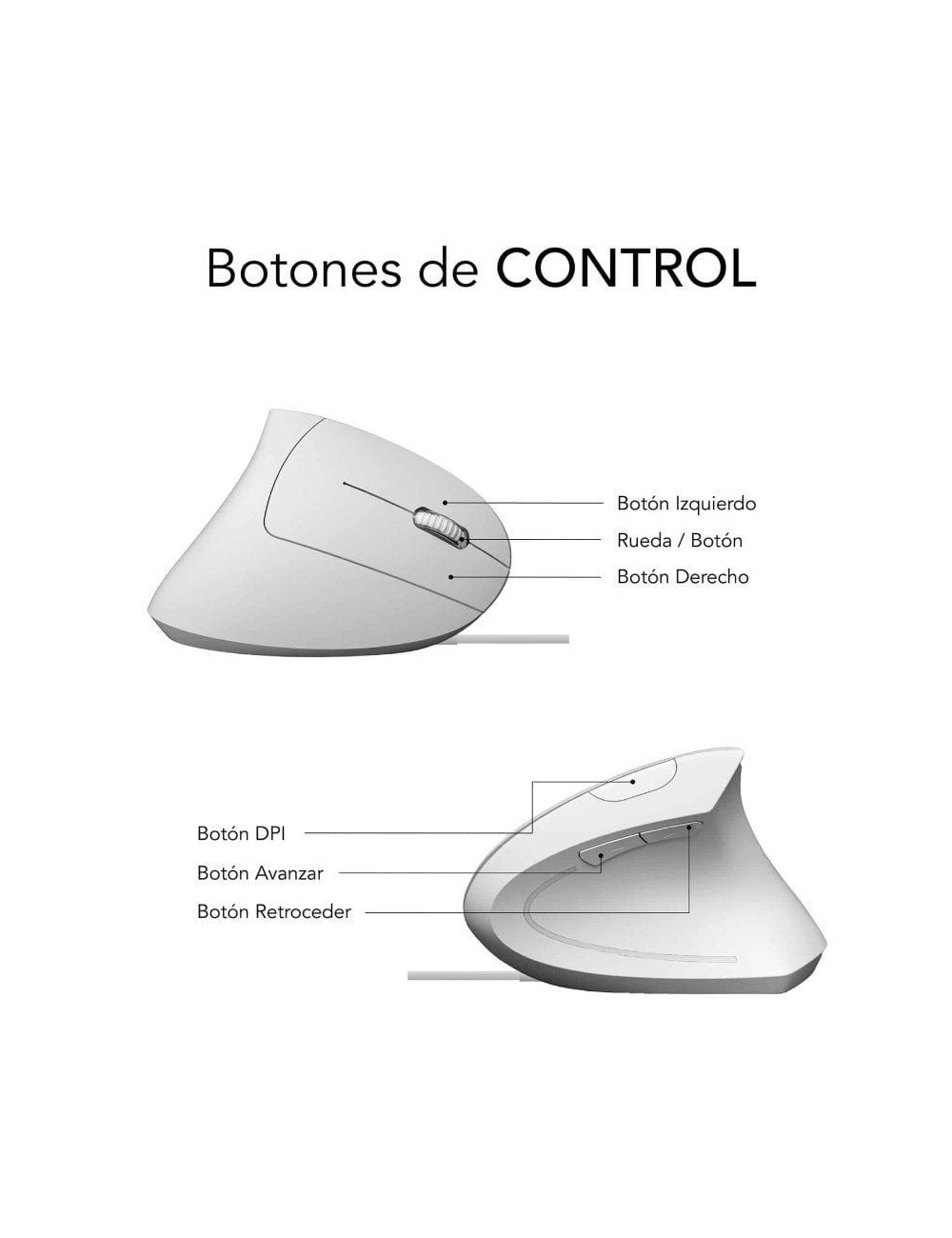 Ratón Vertical Subblim Glide Vertical Ergo Wired/ Hasta 1600 DPI/ Blanco
