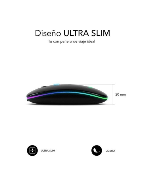 Ratón Inalámbrico Subblim LED Dual Flat/ Batería recargable/ Hasta 1600 DPI