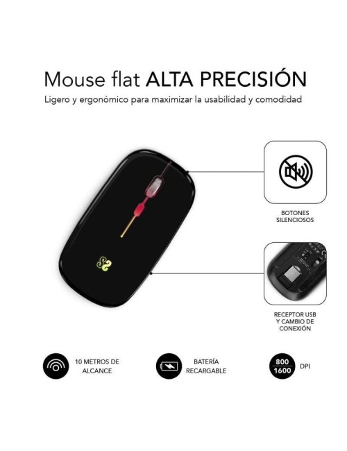Ratón Inalámbrico Subblim LED Dual Flat/ Batería recargable/ Hasta 1600 DPI