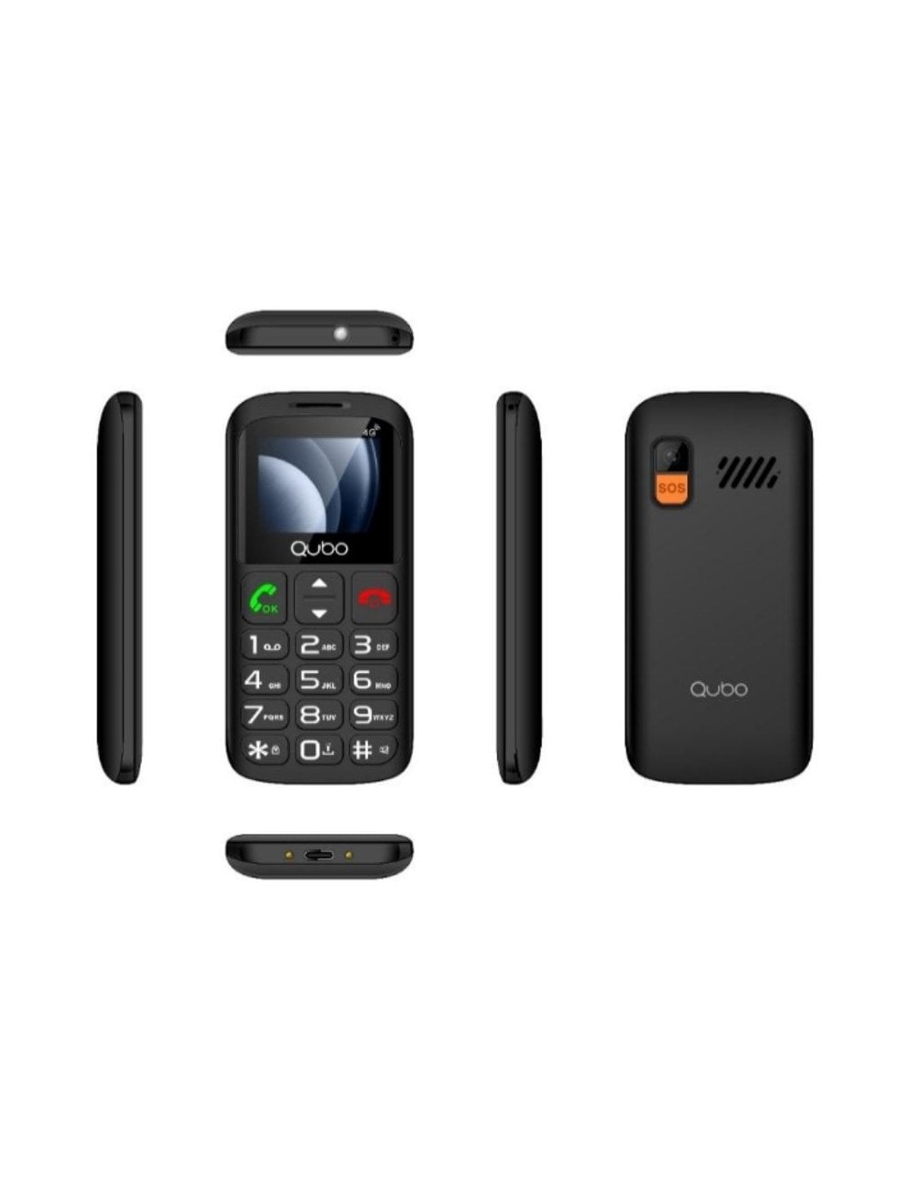 Teléfono Móvil Qubo P-186BKC 4G para Personas Mayores/ Negro