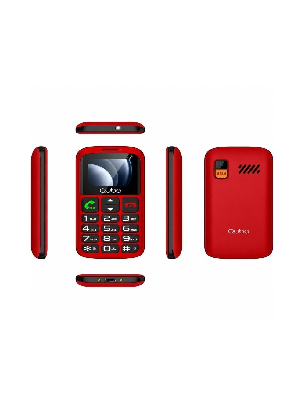 Teléfono Móvil Qubo P-186RD 4G para Personas Mayores/ Rojo