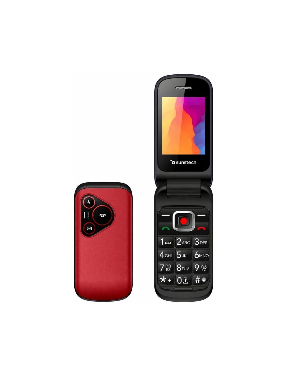 Teléfono Móvil Sunstech CELT24 para Personas Mayores/ Rojo