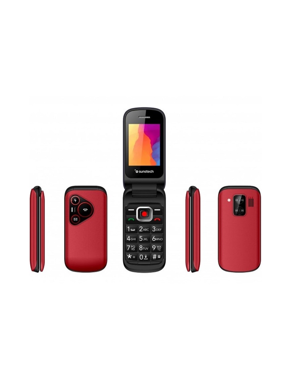 Teléfono Móvil Sunstech CELT24 para Personas Mayores/ Rojo