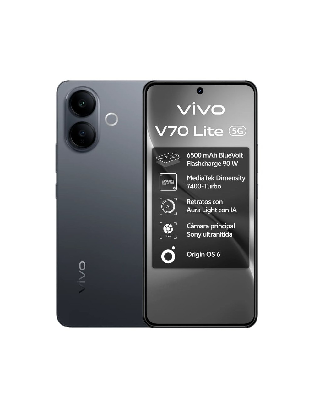 Smartphone Vivo V70 Lite 6GB/ 128GB/ 6.77'/ 5G/ Negro
