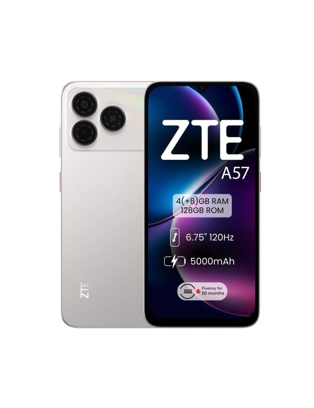 Smartphone ZTE A57 4GB/ 128GB/ 6.75'/ Plata