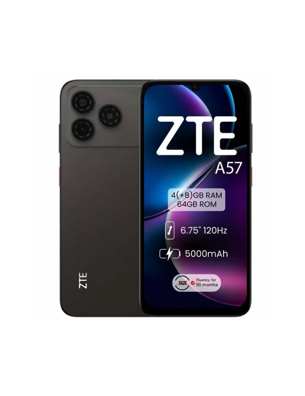 Smartphone ZTE A57 4GB/ 64GB/ 6.75'/ Negro