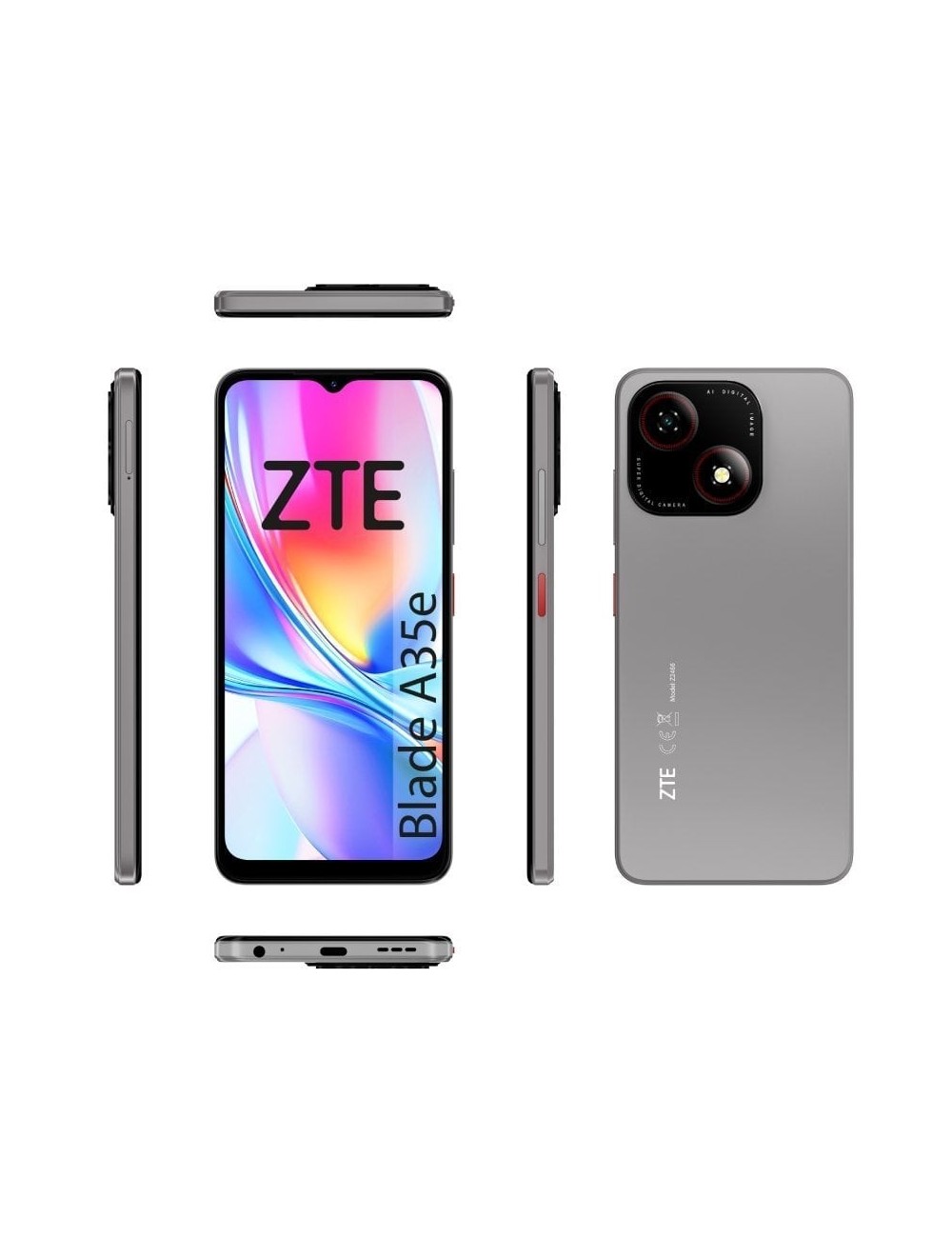 Smartphone ZTE Blade A35E 2GB/ 64GB/ 6.52'/ Gris Oscuro