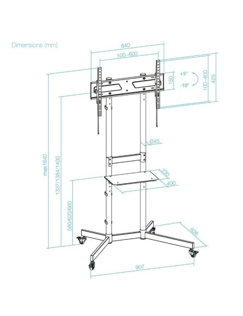 Soporte de Suelo Inclinable con Ruedas TooQ KEFRÉN FS1150M-B para TV de 37-70'/ hasta 70kg
