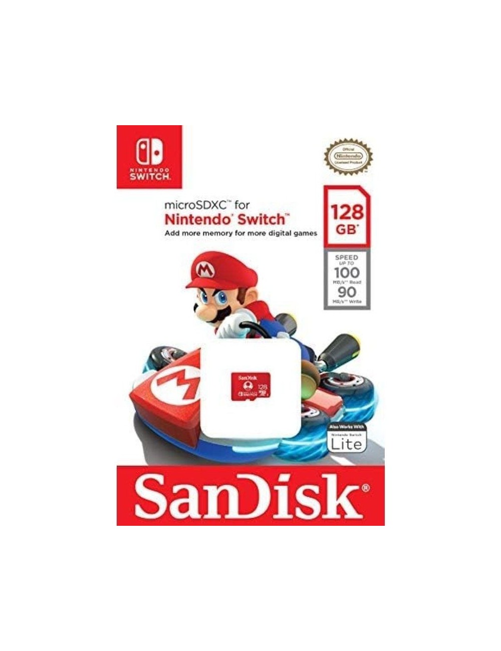 Tarjeta de Memoria SanDisk Nintendo Switch 128GB microSD XC UHS-I/ Clase 10/ 100MBs